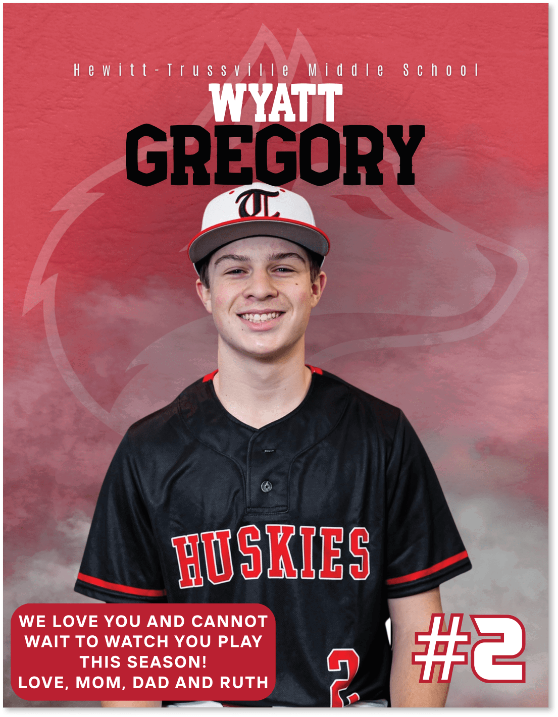 A young man wearing a baseball uniform with the number 2 on the back. AI generated content