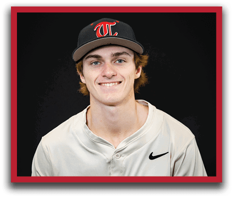 A young man wearing a baseball uniform and a black hat. AI generated content