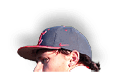 A man wearing a blue baseball cap with a red logo on it. AI generated content