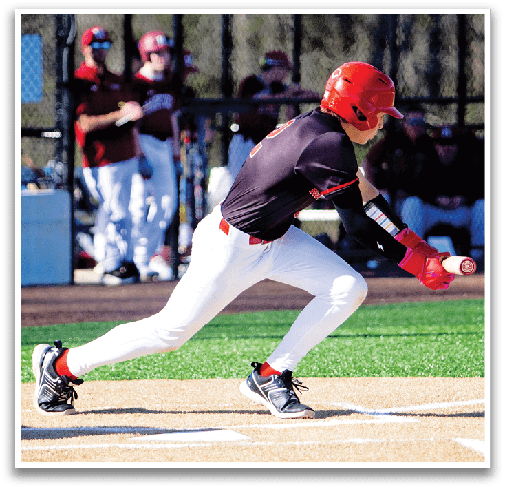 A baseball player is running towards home plate, holding a bat. AI generated content
