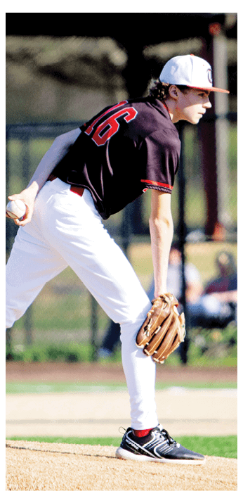 A baseball player in a black shirt and white pants is pitching a ball. AI generated content