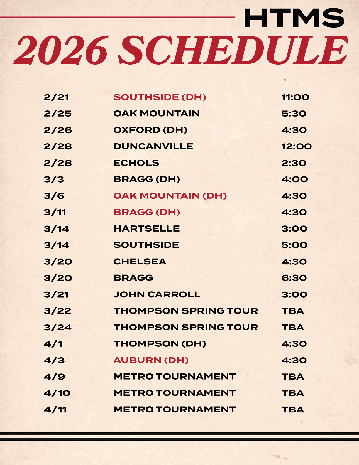 A calendar for the 2026 season lists the dates and locations for various events. AI generated content