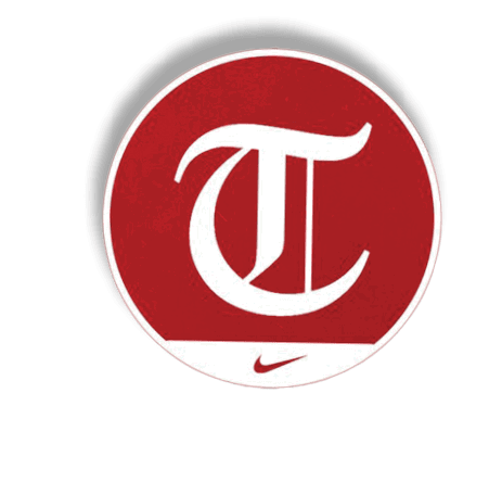 A red circle with a white T in the center. AI generated content