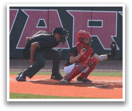 A baseball player is swinging a bat at a ball, with a catcher and an umpire behind him. AI generated content