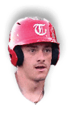 A man wearing a red baseball helmet with a T on it. AI generated content