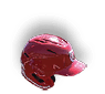 A person wearing a red baseball helmet. AI generated content
