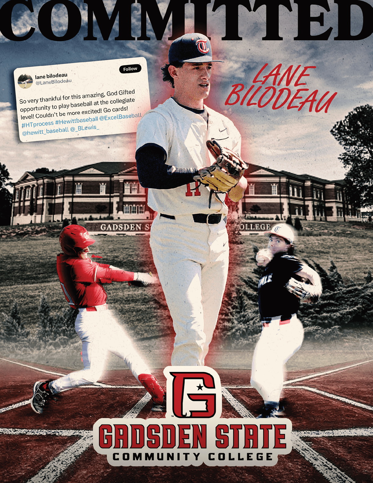 A baseball player is shown on a poster with a baseball glove and a baseball bat. AI generated content