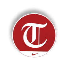 A red circle with a white T in it. AI generated content
