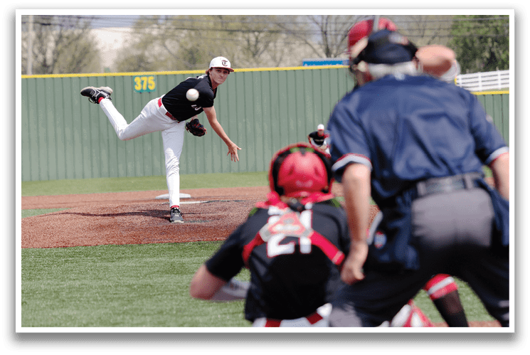 A baseball pitcher is in the middle of throwing a pitch, with a catcher and an umpire behind him. AI generated content