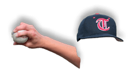 A baseball player in a black hat and white shirt is throwing a ball. AI generated content