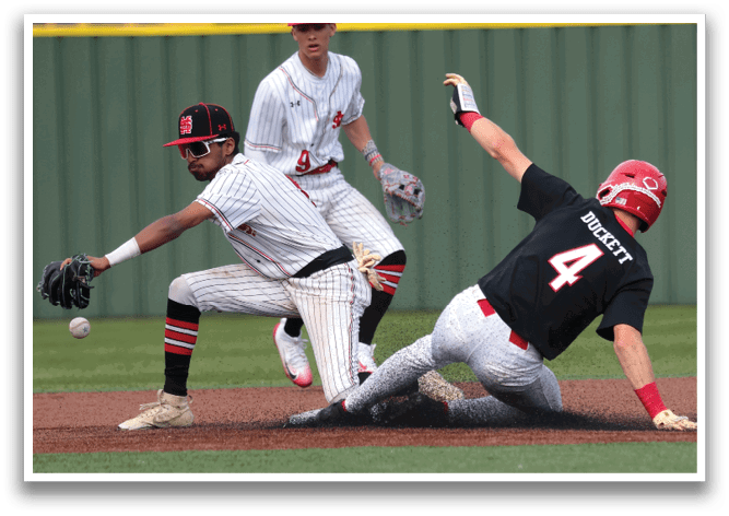 A baseball player slides into home plate while another player tries to catch the ball. AI generated content