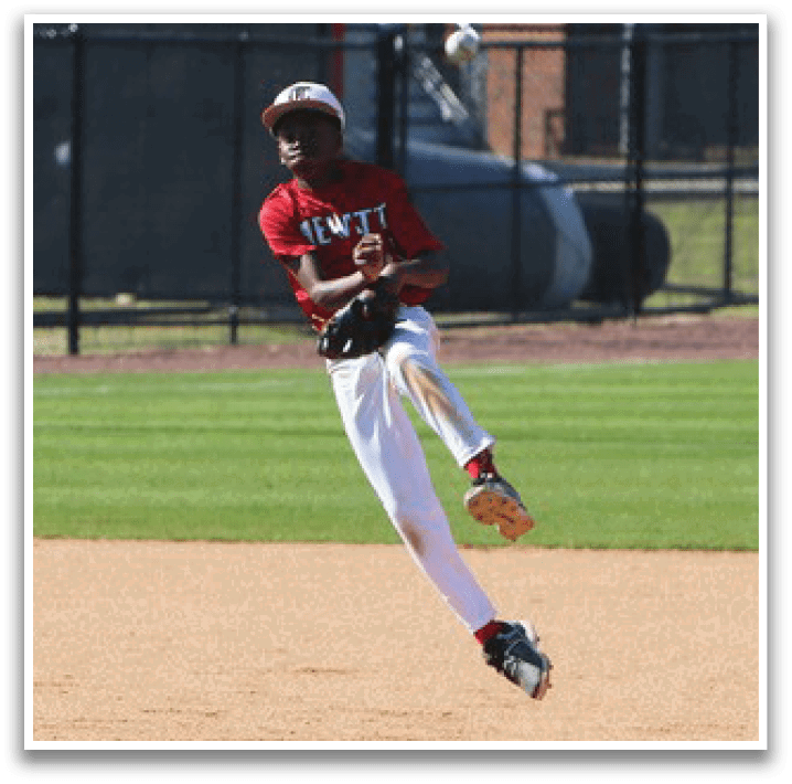 A baseball player is jumping in the air to catch a ball. AI generated content