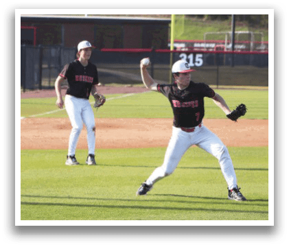 Two baseball players on a field, one of them is throwing a ball. AI generated content