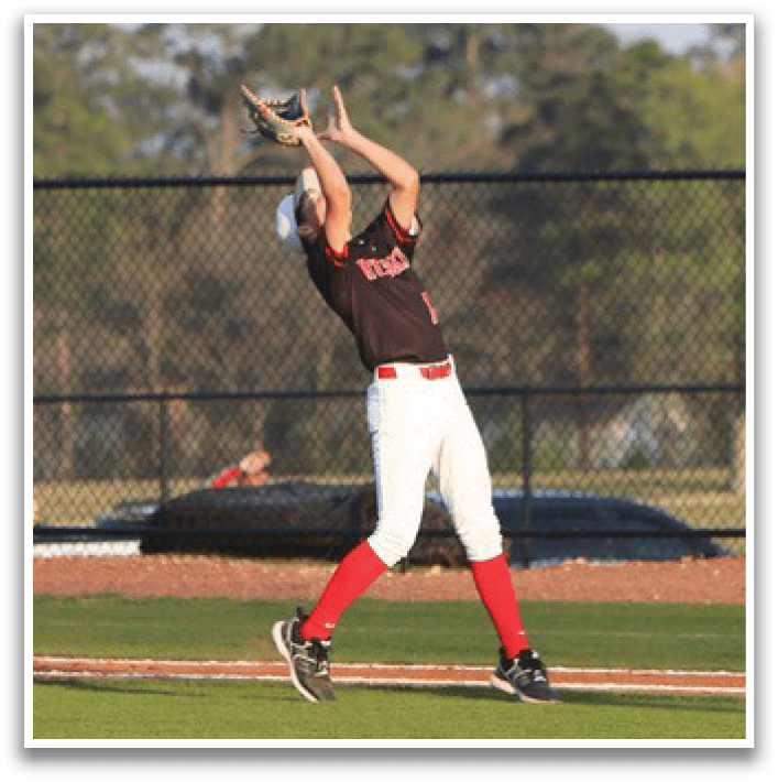 A baseball player catches a ball in the air. AI generated content
