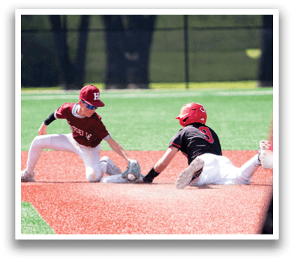 Two boys playing baseball, one sliding into home plate while the other is trying to catch the ball. AI generated content