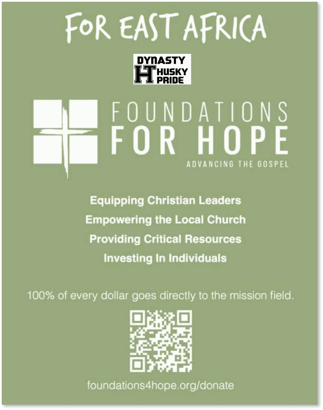 A green poster advertising a charity event for East Africa. AI generated content