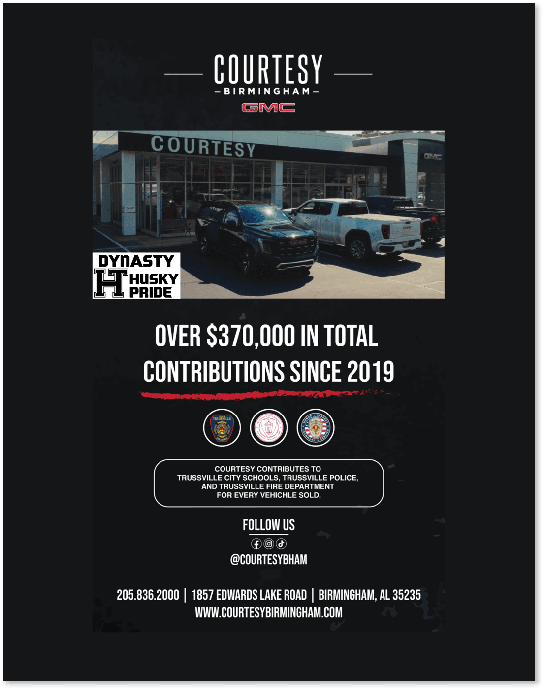 A black and white advertisement for a car dealership. AI generated content