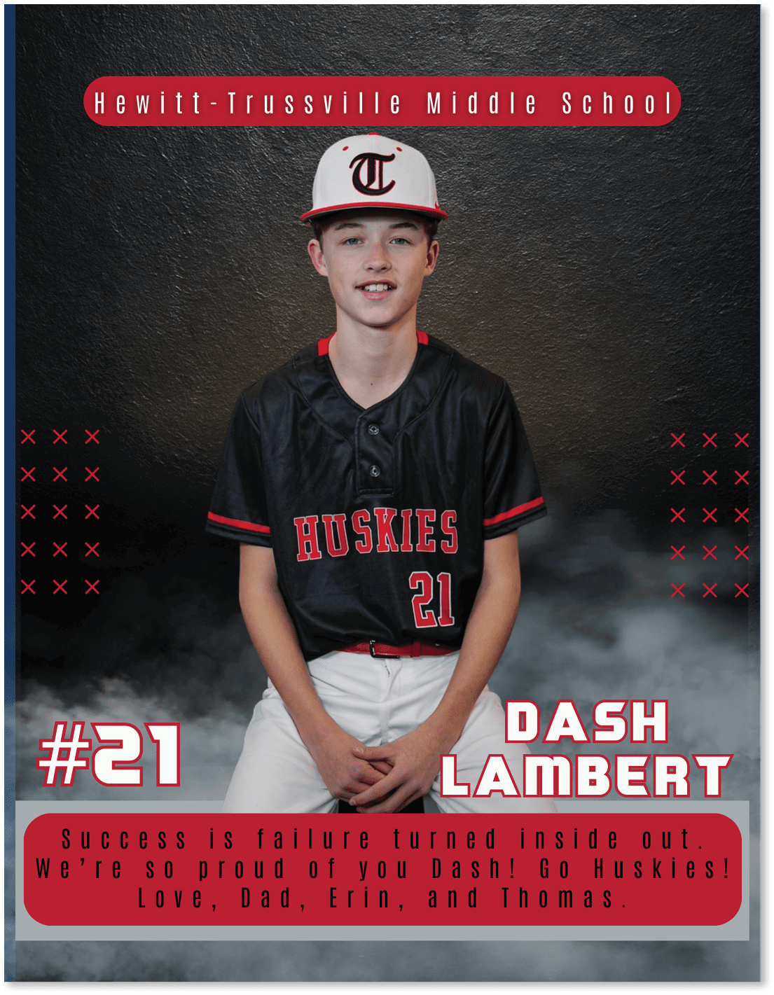A young man wearing a baseball uniform with the number 21 on the back. AI generated content
