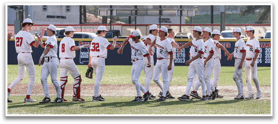 Baseball players shake hands on the field. AI generated content