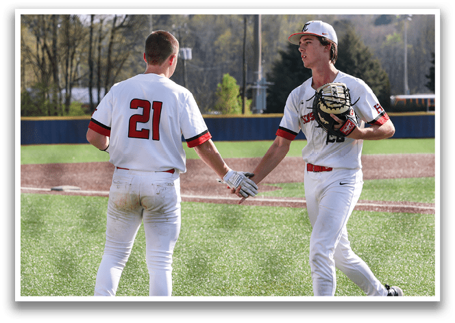Three baseball players are on the field, shaking hands and congratulating each other. AI generated content