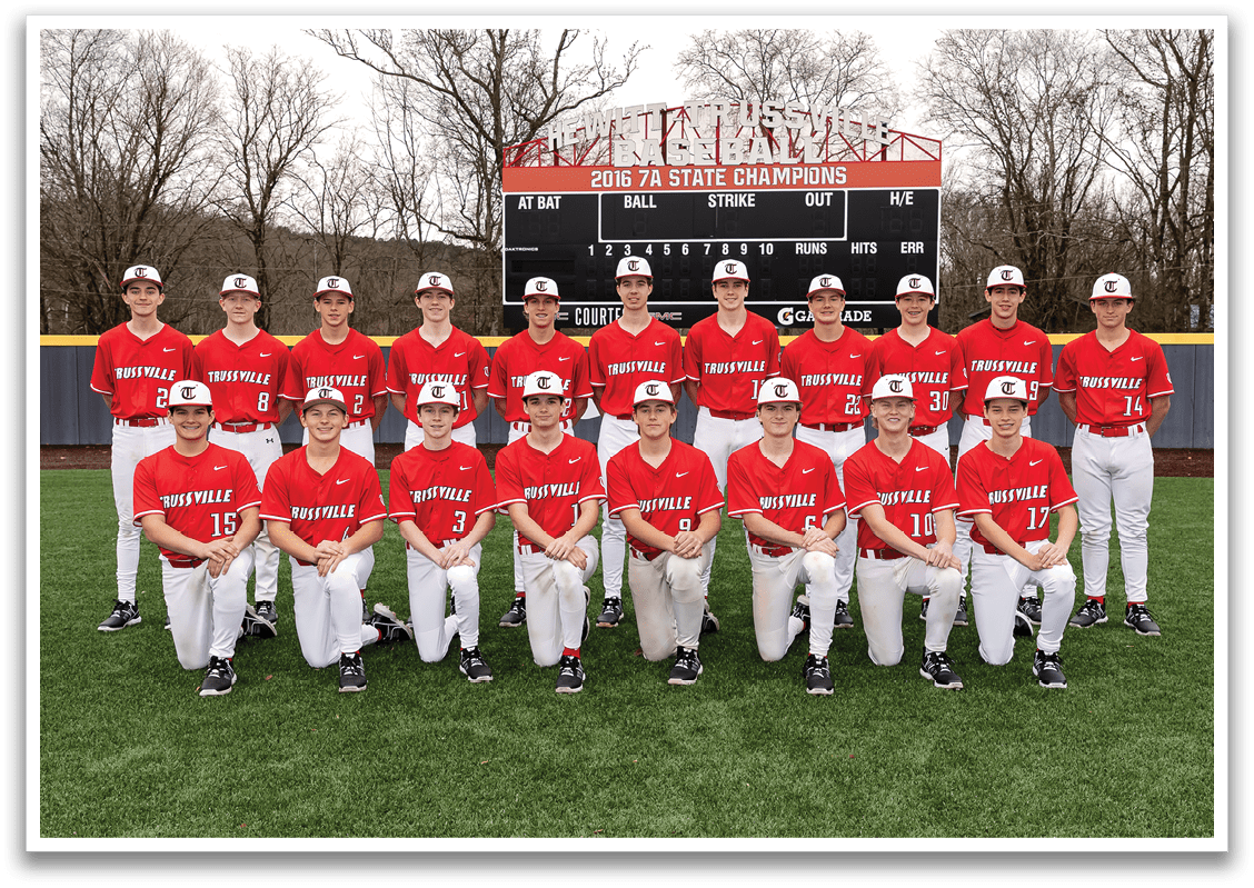 A baseball team poses for a group photo on the field. AI generated content