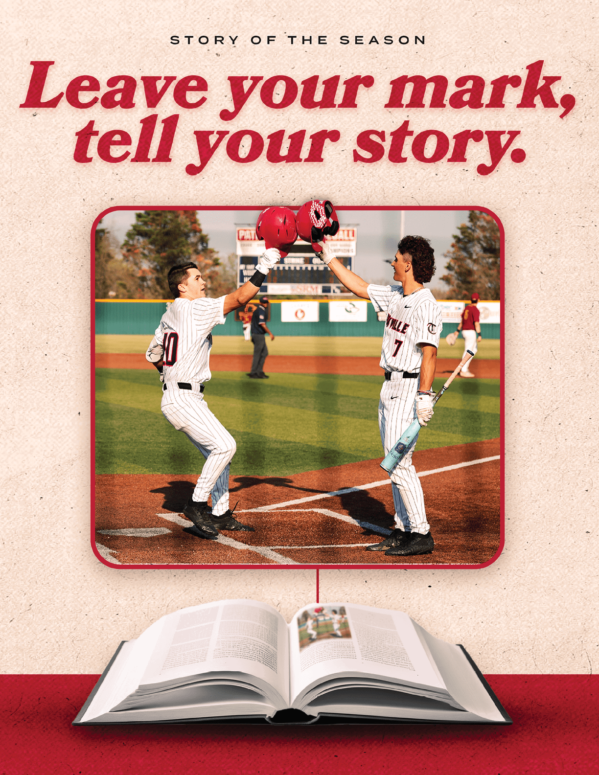 Two baseball players are shown on a book cover, one holding a baseball bat and the other holding a baseball glove. AI generated content