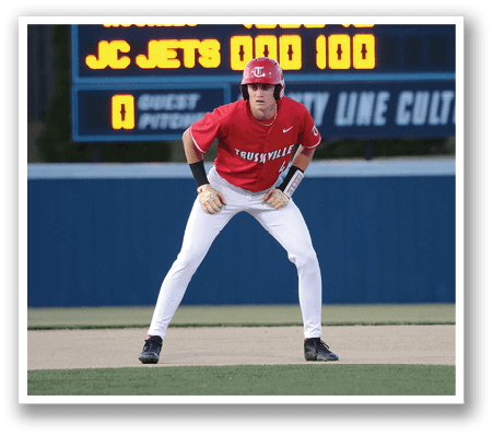 A baseball player in a red jersey is standing on a field, ready to catch a ball. AI generated content
