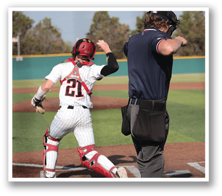 A baseball game is in progress with a batter swinging a bat, a catcher wearing a baseball glove, and an umpire standing behind the catcher. AI generated content