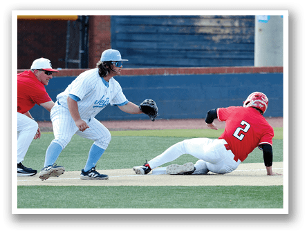A baseball player slides into home plate while the catcher tries to tag him out. AI generated content
