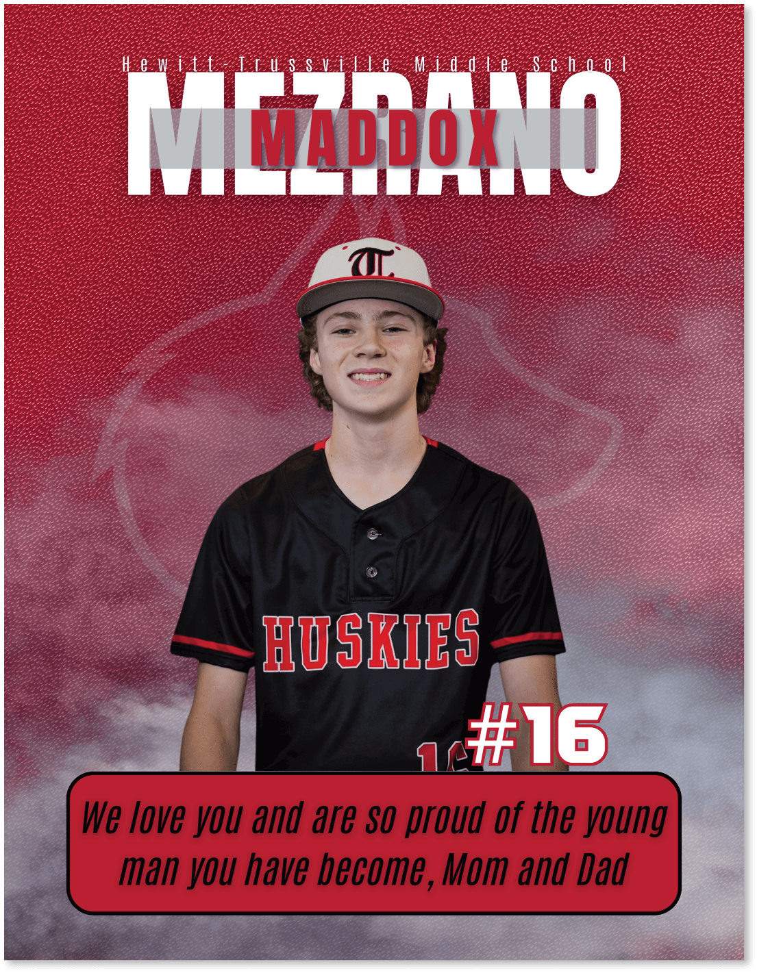 A young man wearing a baseball uniform with the number 16 on the back. AI generated content