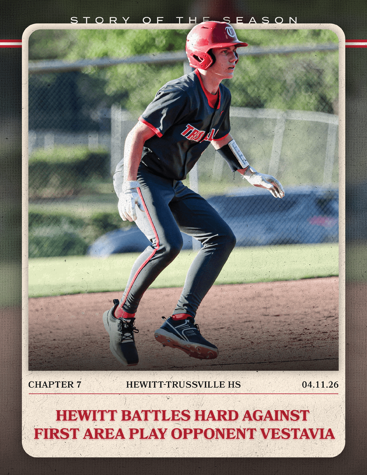 A baseball player wearing a red helmet and black jersey. AI generated content