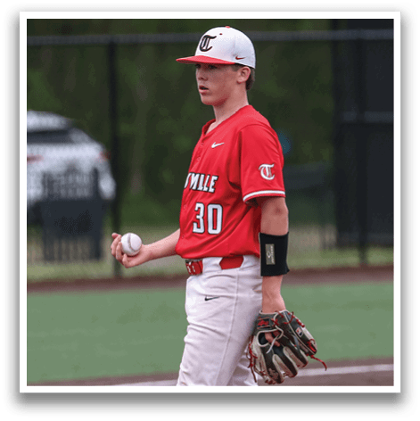 A baseball player wearing a red jersey with the number 30 on it. AI generated content