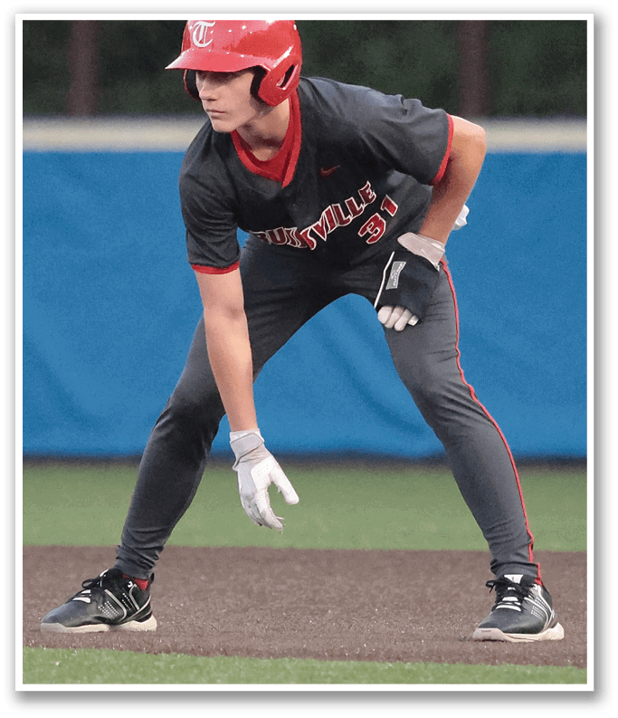 A baseball player in a red helmet and black shirt is standing on the field. AI generated content