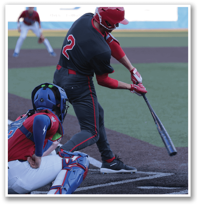 A baseball player is swinging a bat at a ball. AI generated content