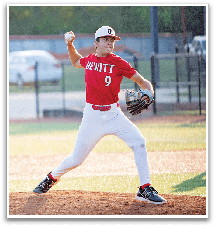 A baseball player in a red shirt and white pants is pitching a ball. AI generated content