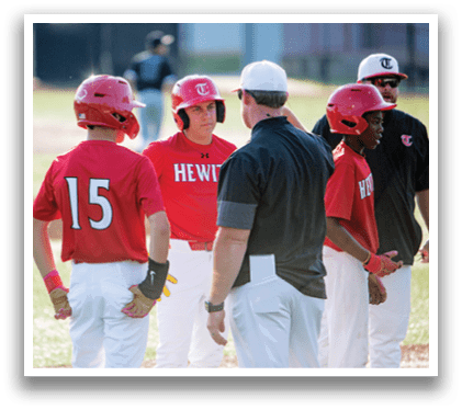 A group of baseball players wearing red jerseys are standing on the field. AI generated content