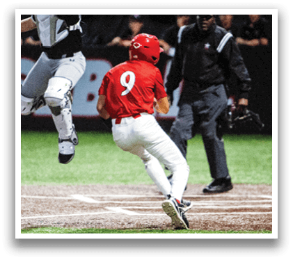 A baseball player is leaping in the air to catch a ball while another player is running to the base. AI generated content