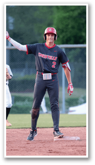 A baseball player in a black shirt and red hat is pointing at the sky. AI generated content