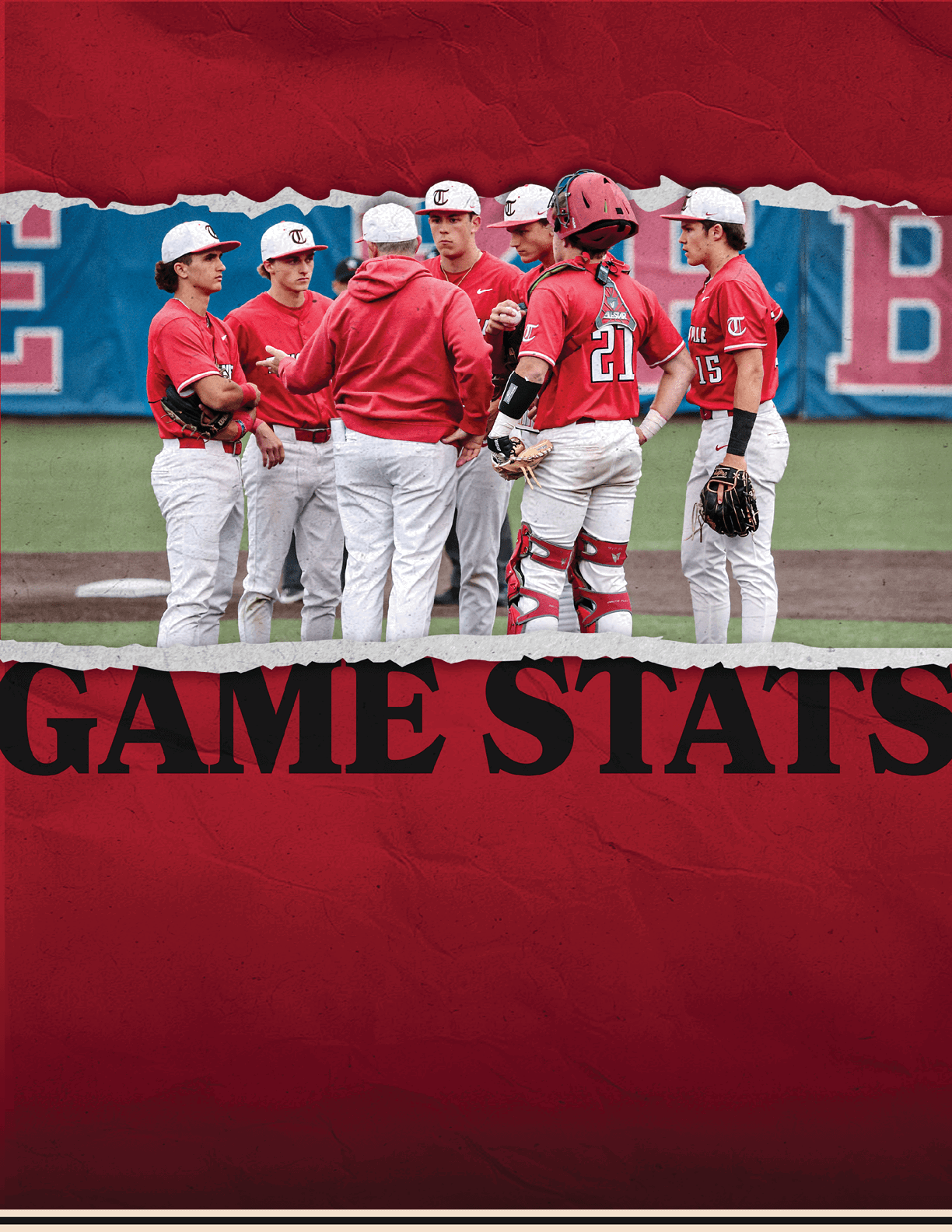 Baseball players wearing red and white uniforms are gathered on the field, engaged in conversation. AI generated content