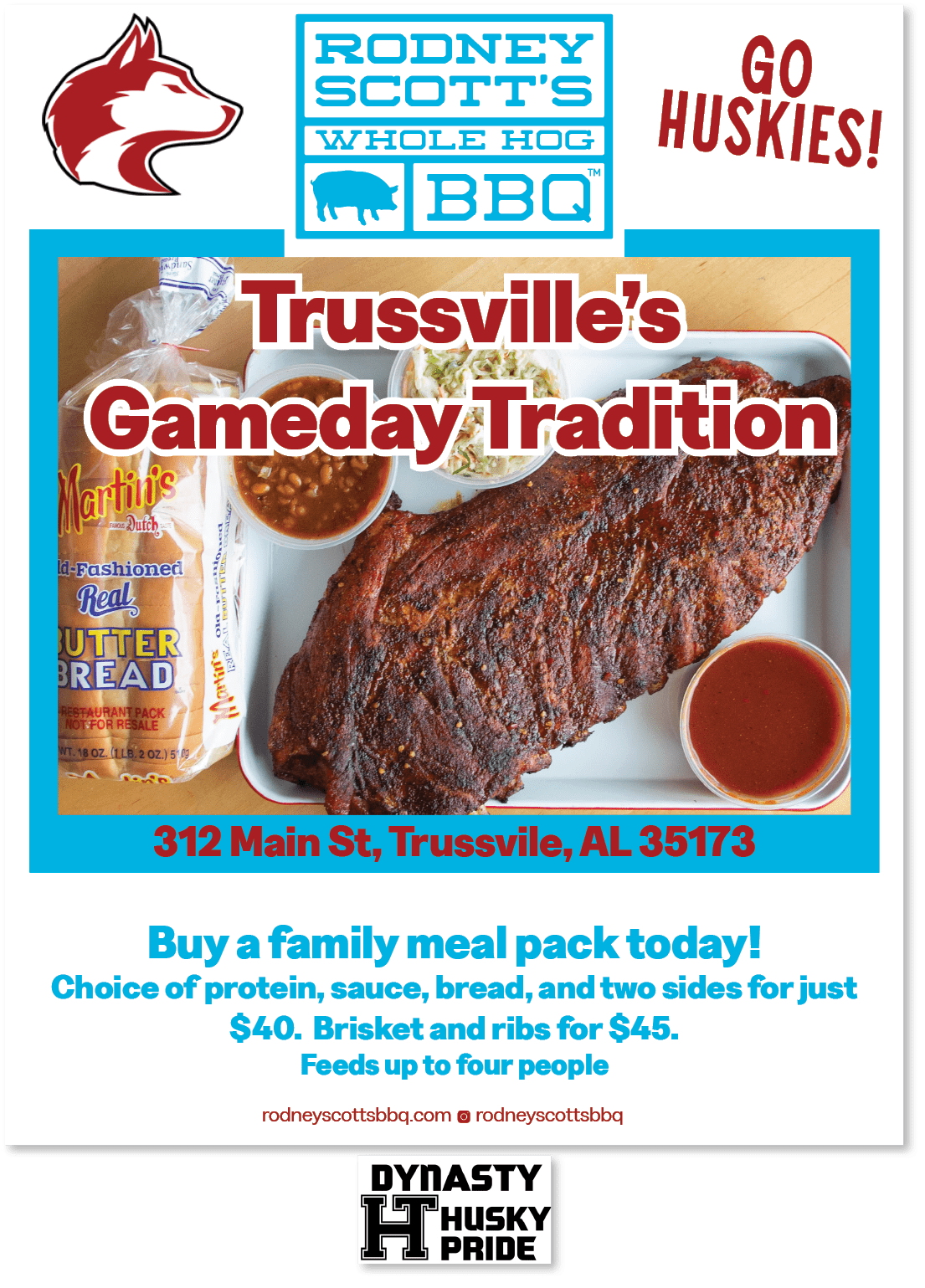 A BBQ advertisement for Rodney Scott's Whole Hog Barbecue. AI generated content