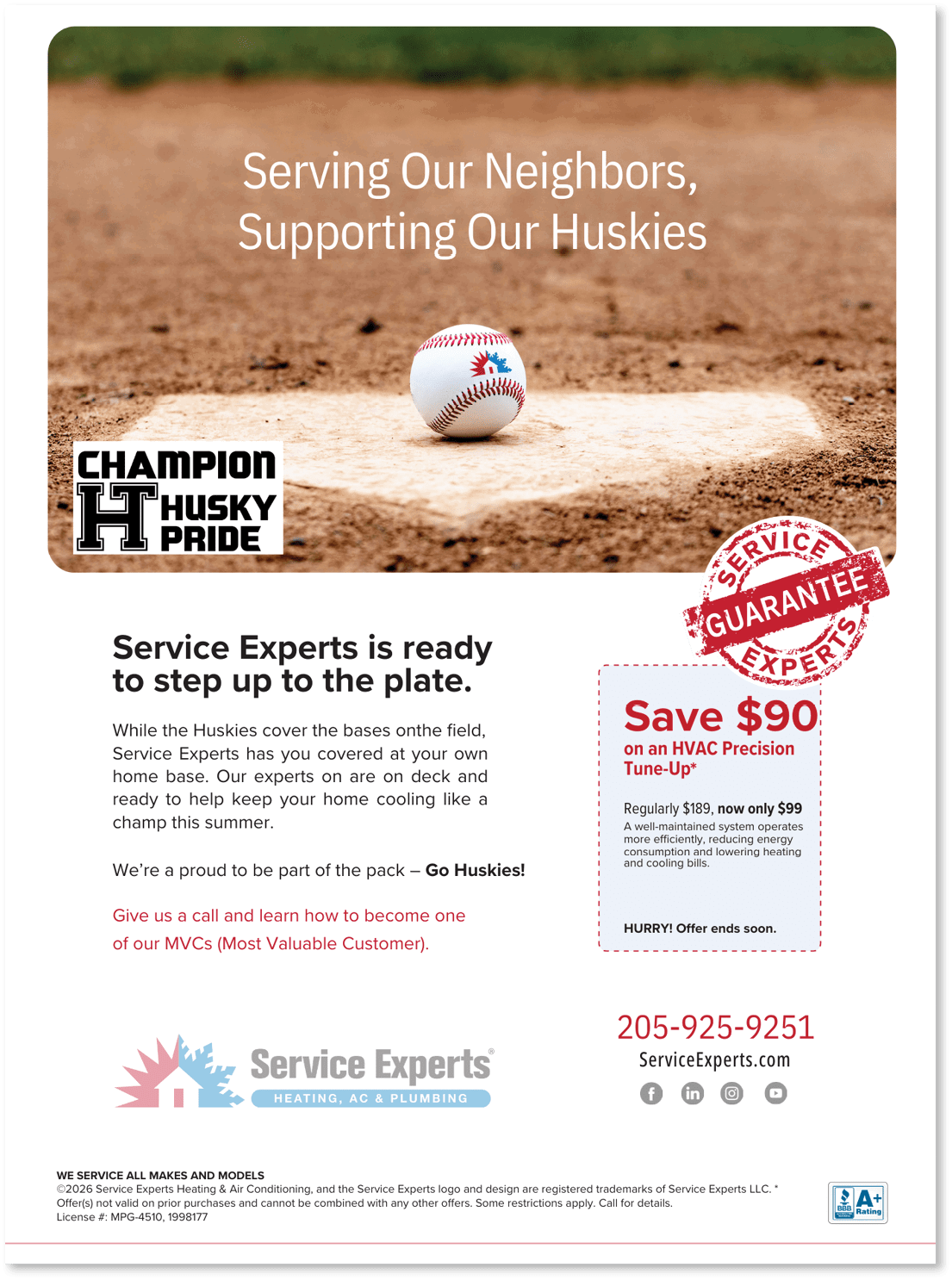 A baseball on a baseball field with a sign that says “Champion HPride Service Experts". AI generated content
