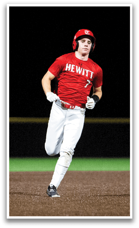 A baseball player in a red shirt and white pants is running towards a base. AI generated content