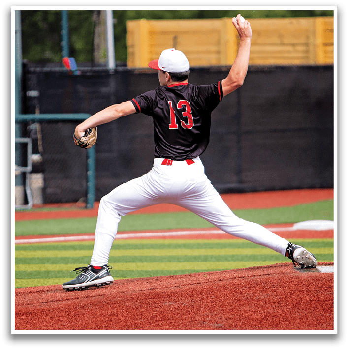 A baseball player in a black shirt and white pants is pitching a ball. AI generated content