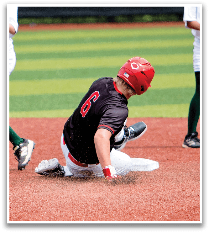 A boy slides into a base while another boy watches. AI generated content