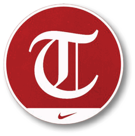A red circle with a white T in it. AI generated content