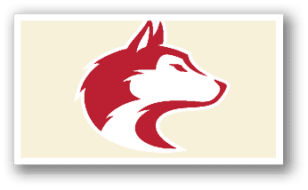 A red and white dog head logo. AI generated content