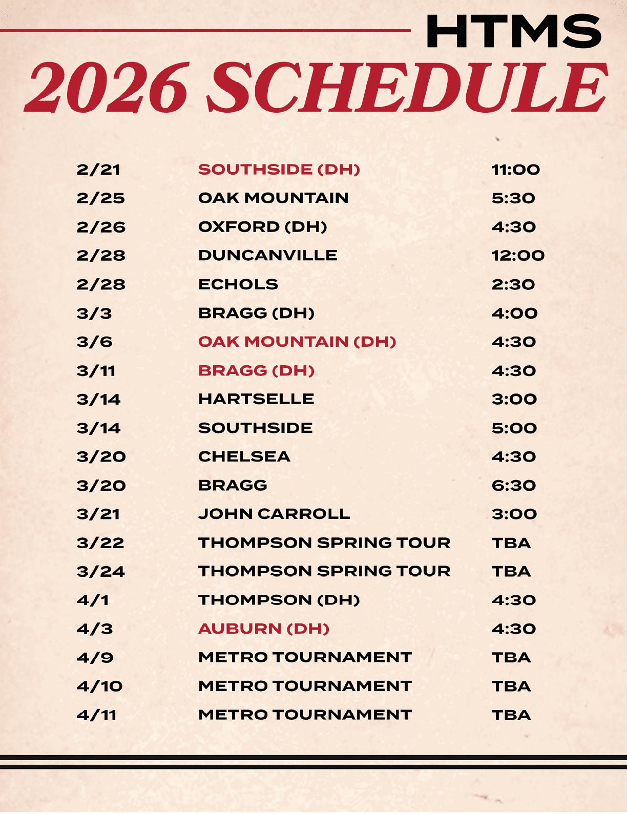 A calendar for the 2026 season lists the dates and locations for various events. AI generated content