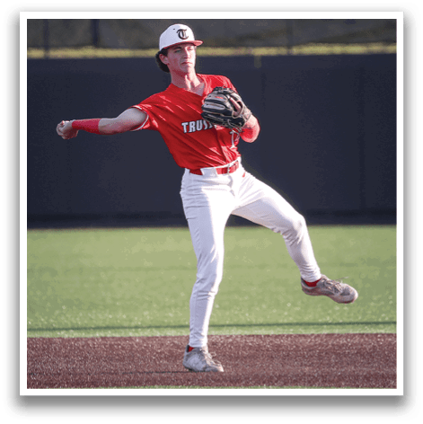 A baseball player in a red shirt and white pants is throwing a ball. AI generated content
