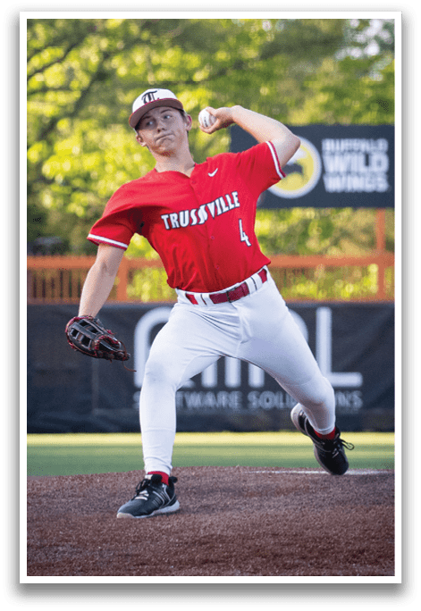 A man in a red shirt and white pants is throwing a baseball. AI generated content