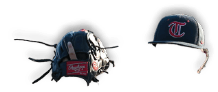 A baseball player is wearing a catcher's mitt on his hand. AI generated content